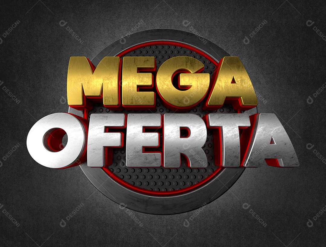 Selo 3D Mega Oferta Para Composição PSD