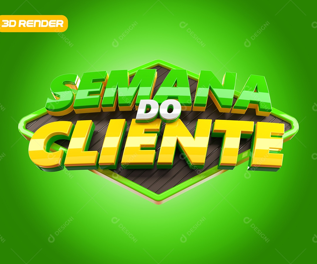 Selo 3D Semana Do Cliente Azul Para Composição PSD