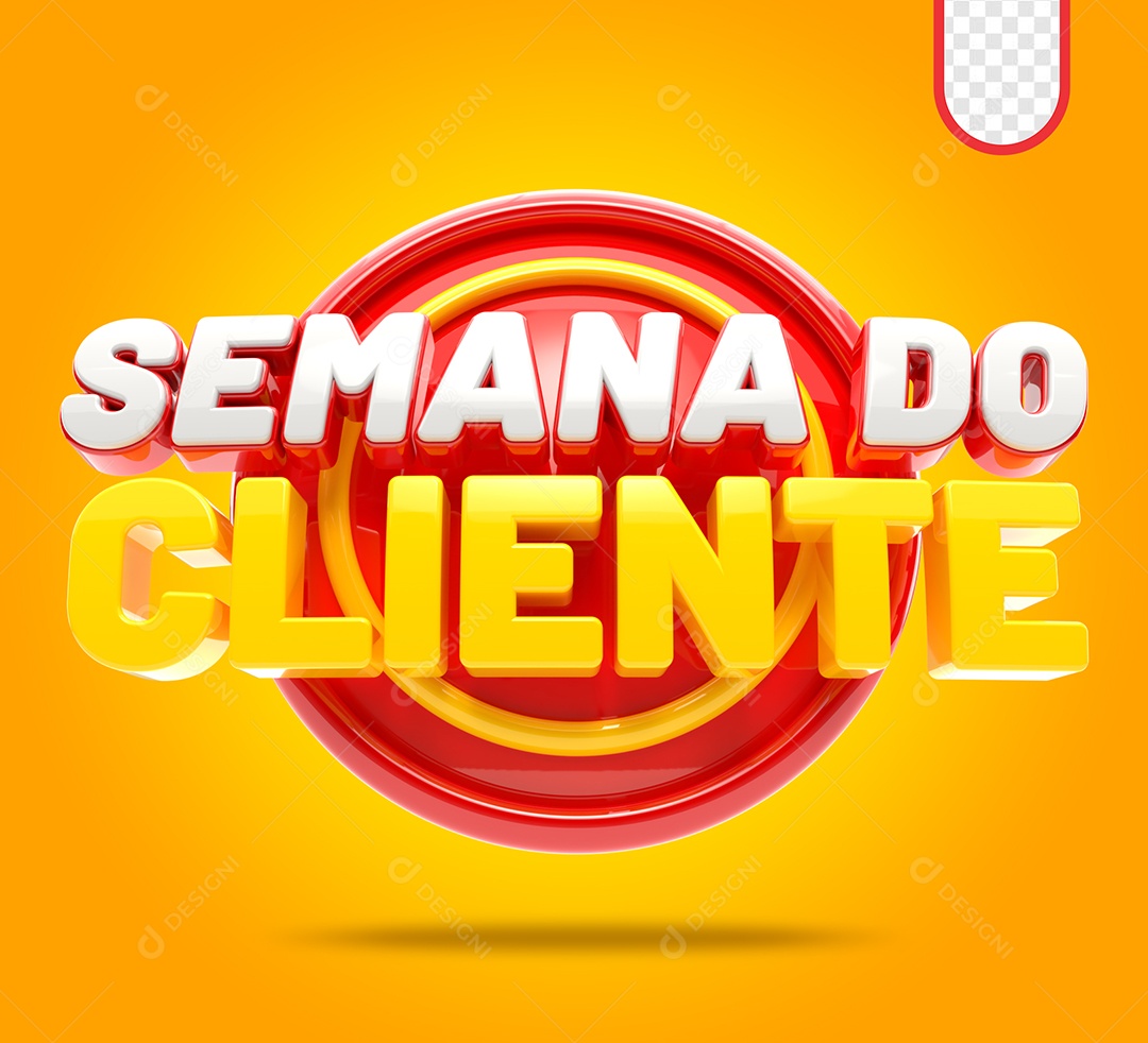 Selo 3D Semana Do Cliente Azul Para Composição PSD