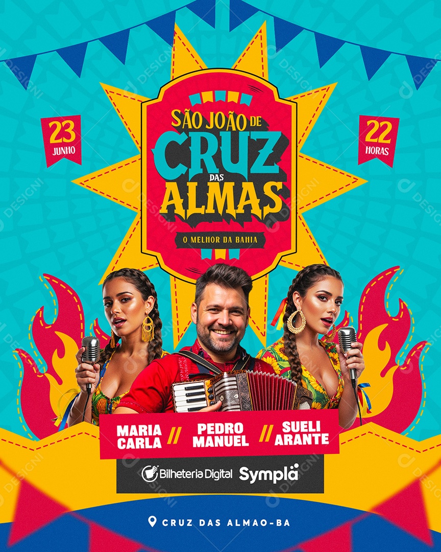 Flyer São joão De Cruz Das Almas Social Media Feed PSD Editável