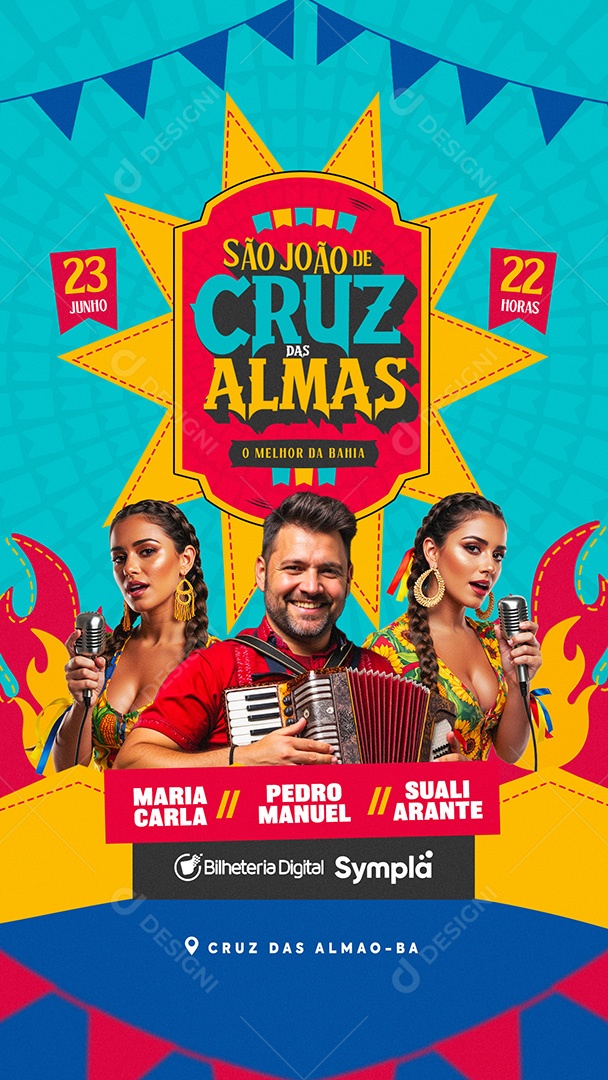 Flyer São João De Cruz Das Almas Social Media Story PSD Editável