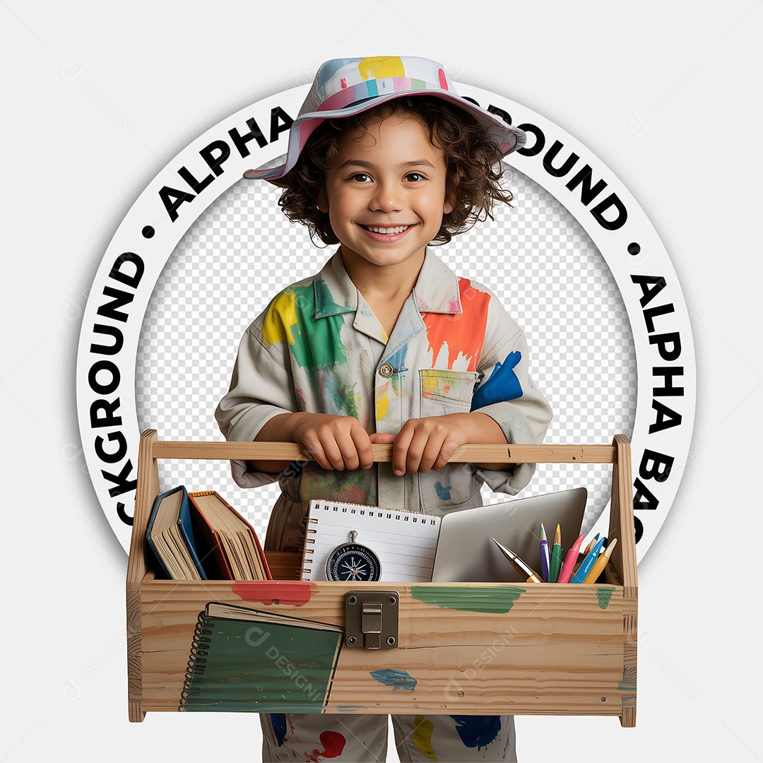 Personagem 3D Menino Artista Para Composiçaõ PSD