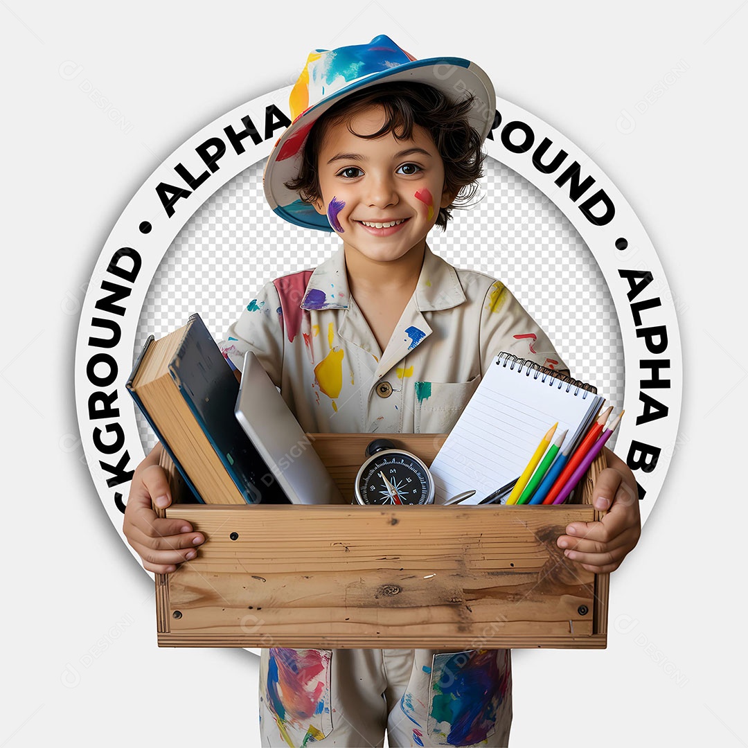 Personagem 3D Menino Artista Para Composiçaõ PSD