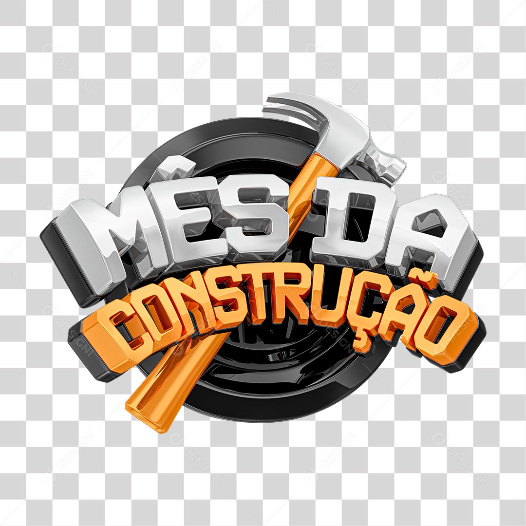 Selo 3D Mês da Construção PNG Transparente
