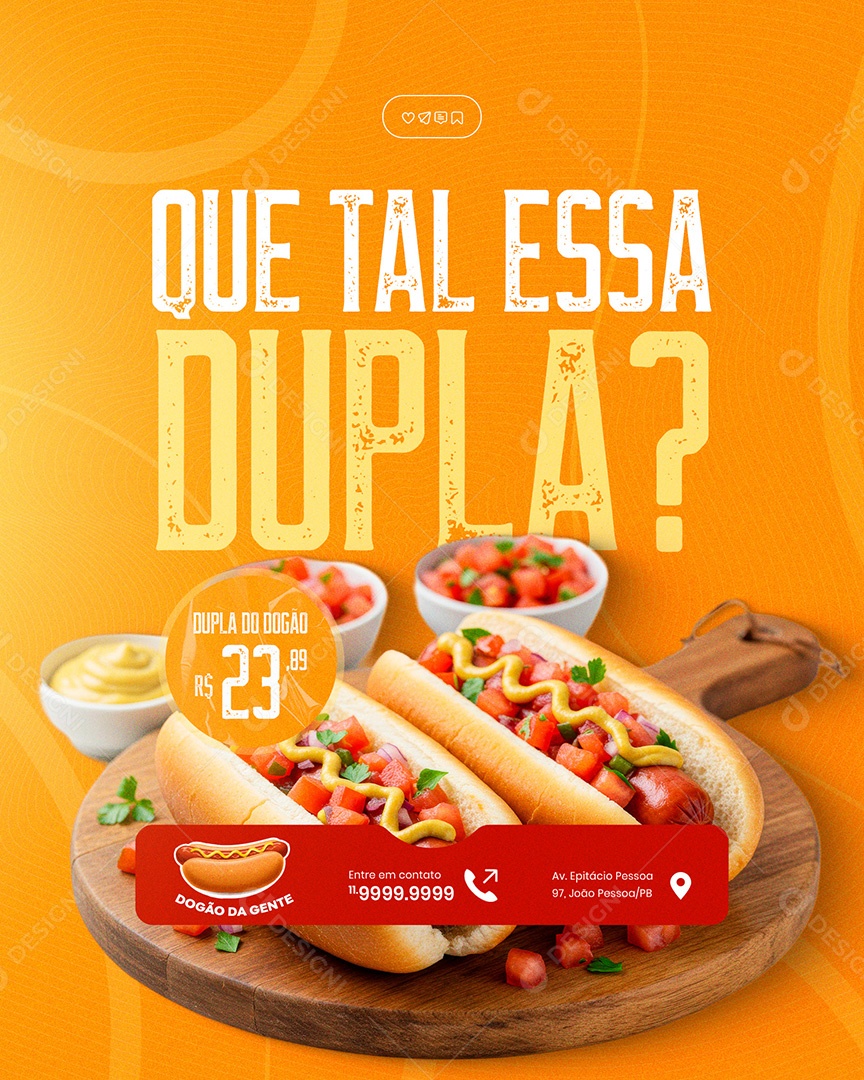 Feed Cachorro Quente Hot Dog Social Media PSD Editável
