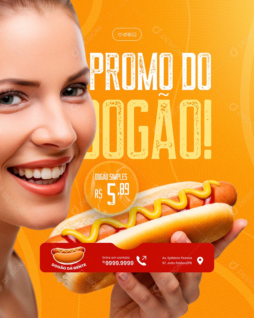 Feed Cachorro Quente Hot Dog Social Media PSD Editável
