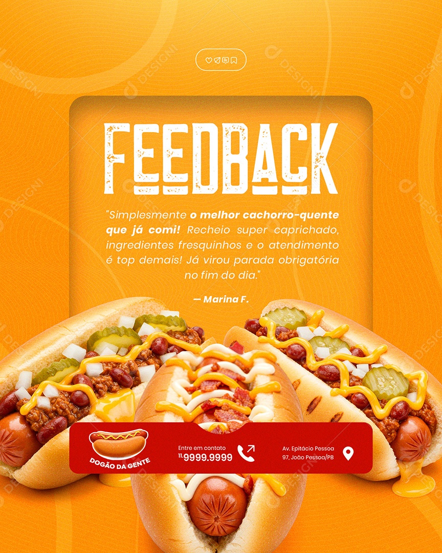 Feed Cachorro Quente Hot Dog Social Media PSD Editável