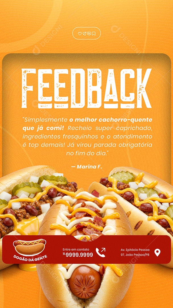 Story Cachorro Quente Hot Dog Social Media PSD Editável
