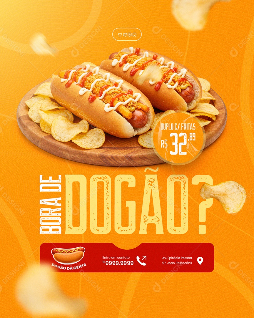 Feed Cachorro Quente Hot Dog Social Media PSD Editável