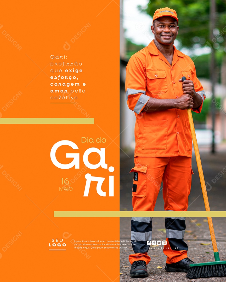 Feed Dia do Gari 16 de Maio Social Media PSD Editável