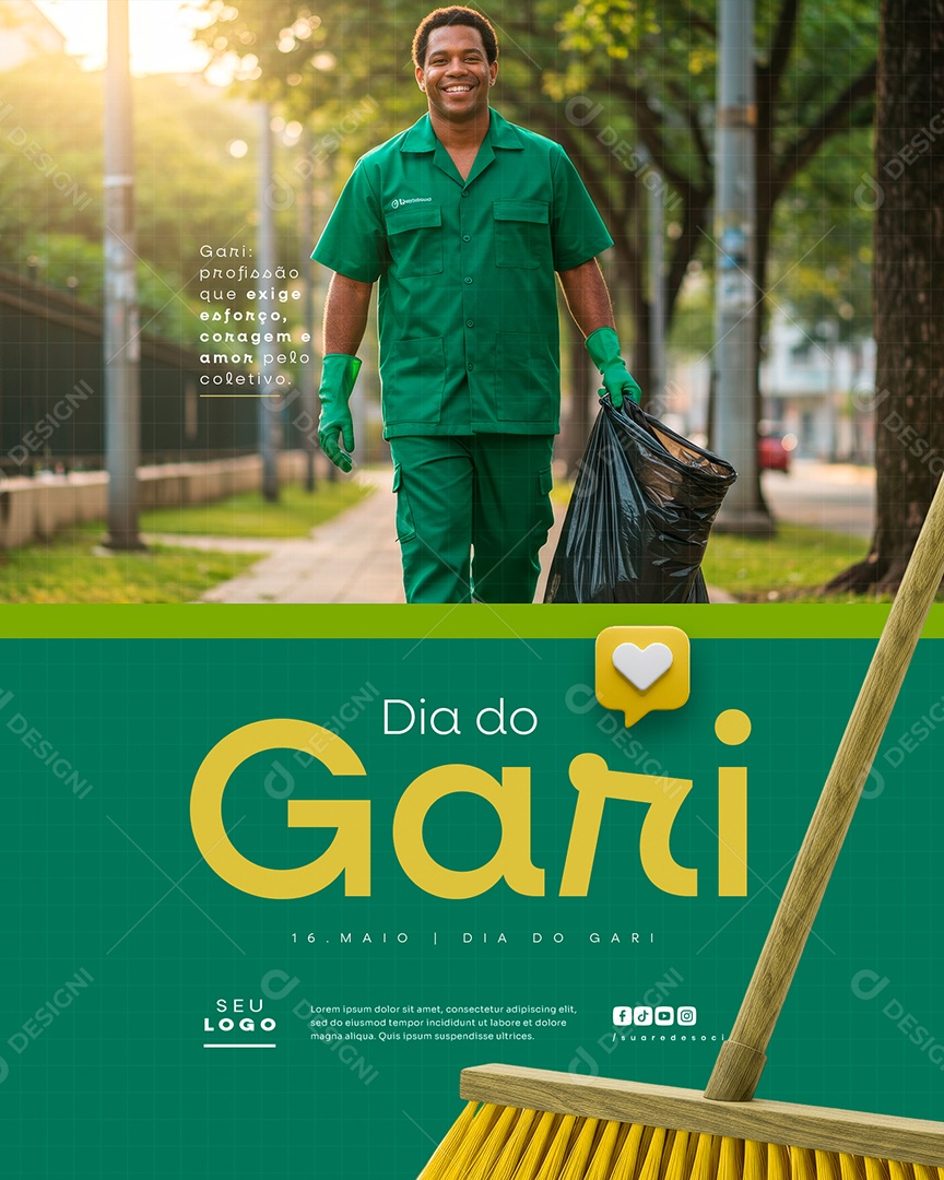 Feed Dia do Gari 16 de Maio Social Media PSD Editável