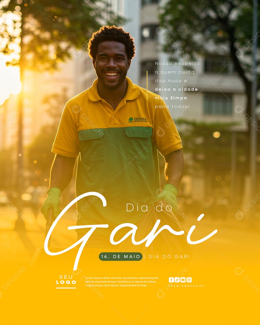 Feed Dia do Gari 16 de Maio Social Media PSD Editável