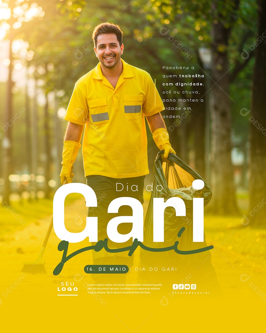 Feed Dia do Gari 16 de Maio Social Media PSD Editável