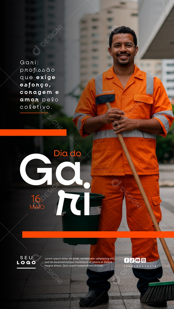 Story Dia do Gari 16 de Maio Social Media PSD Editável