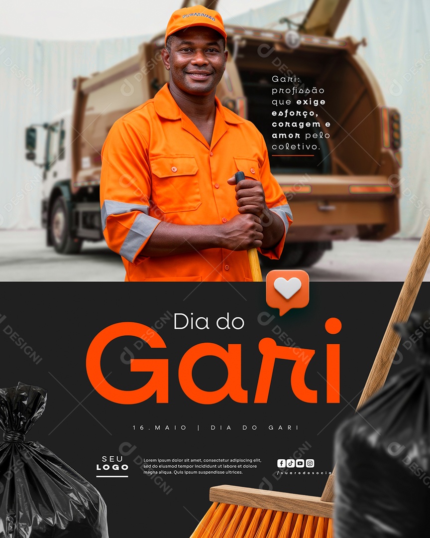 Feed Dia do Gari 16 de Maio Social Media PSD Editável