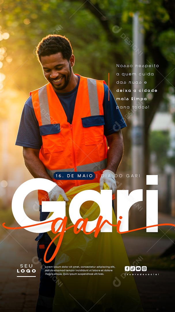 Story Dia do Gari 16 de Maio Social Media PSD Editável