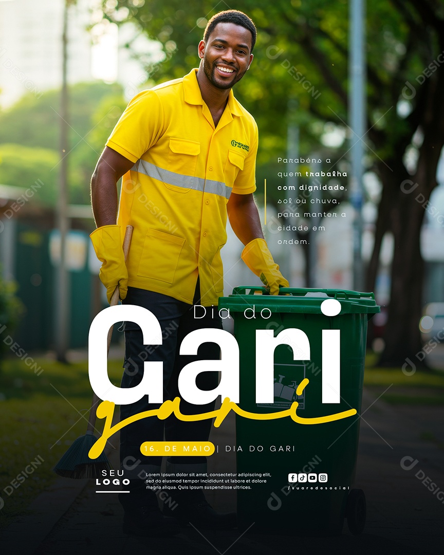 Feed Dia do Gari 16 de Maio Social Media PSD Editável