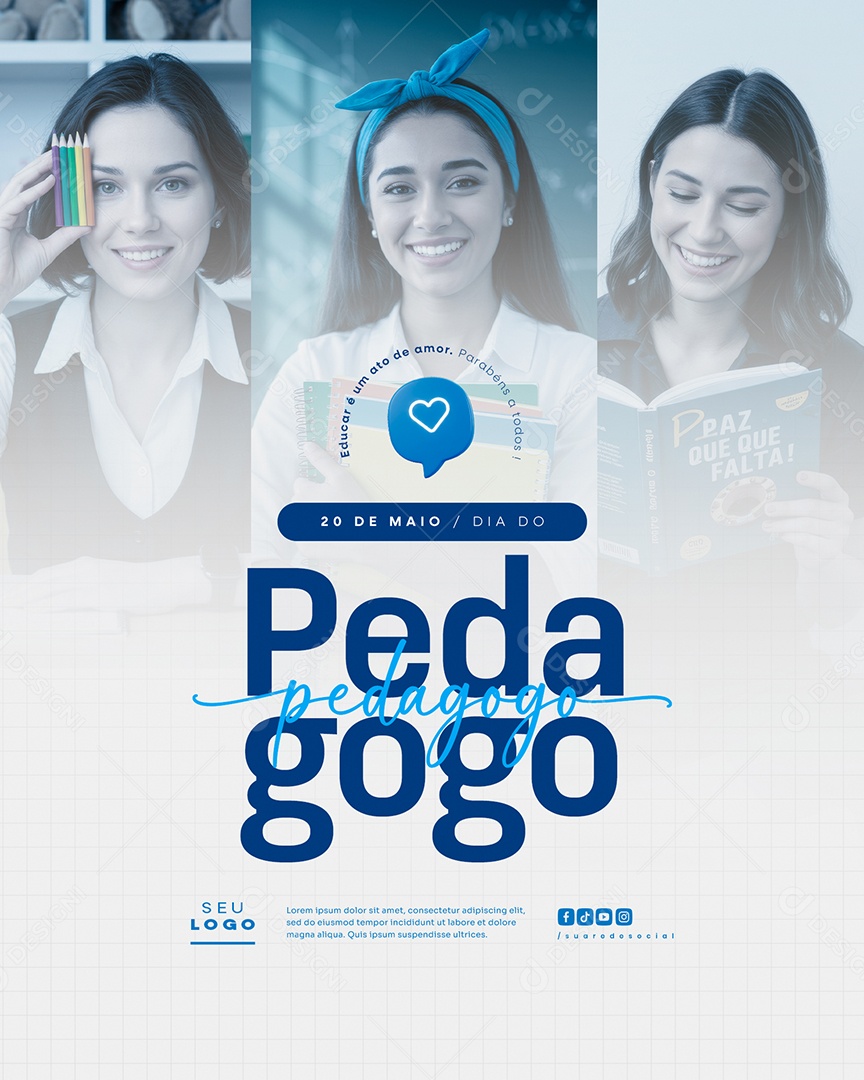 Feed Dia do Pedagogo 20 de Maio Social Media PSD Editável
