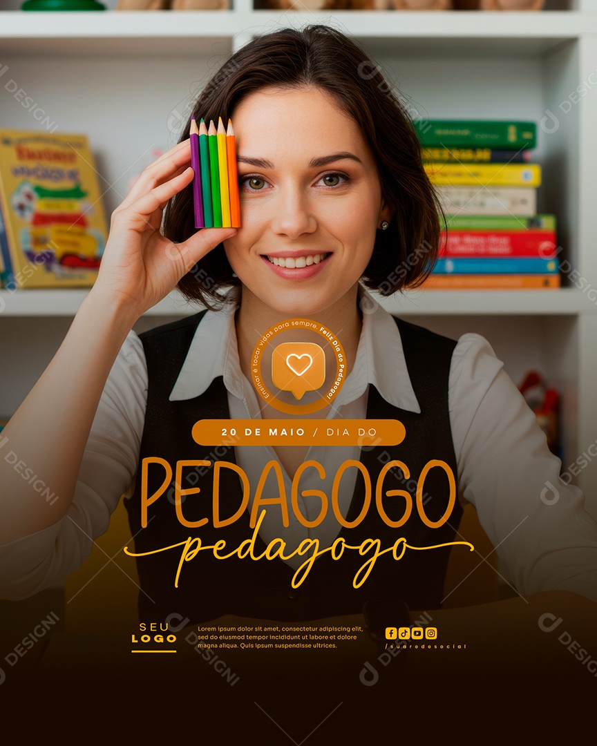 Feed Dia do Pedagogo 20 de Maio Social Media PSD Editável