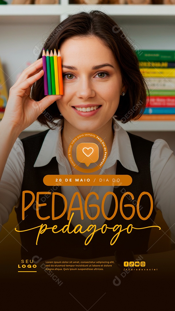 Story Dia do Pedagogo 20 de Maio Social Media PSD Editável