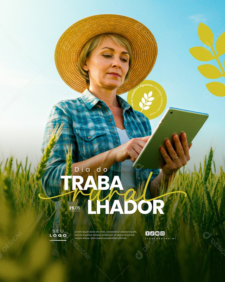 Feed Dia do Trabalhador Rural 25 de Maio Social Media PSD Editável