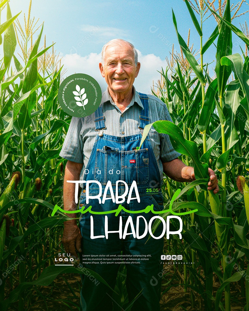 Feed Dia do Trabalhador Rural 25 de Maio Social Media PSD Editável