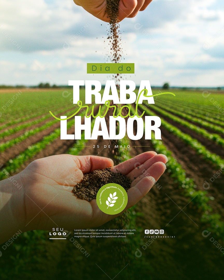 Feed Dia do Trabalhador Rural 25 de Maio Social Media PSD Editável