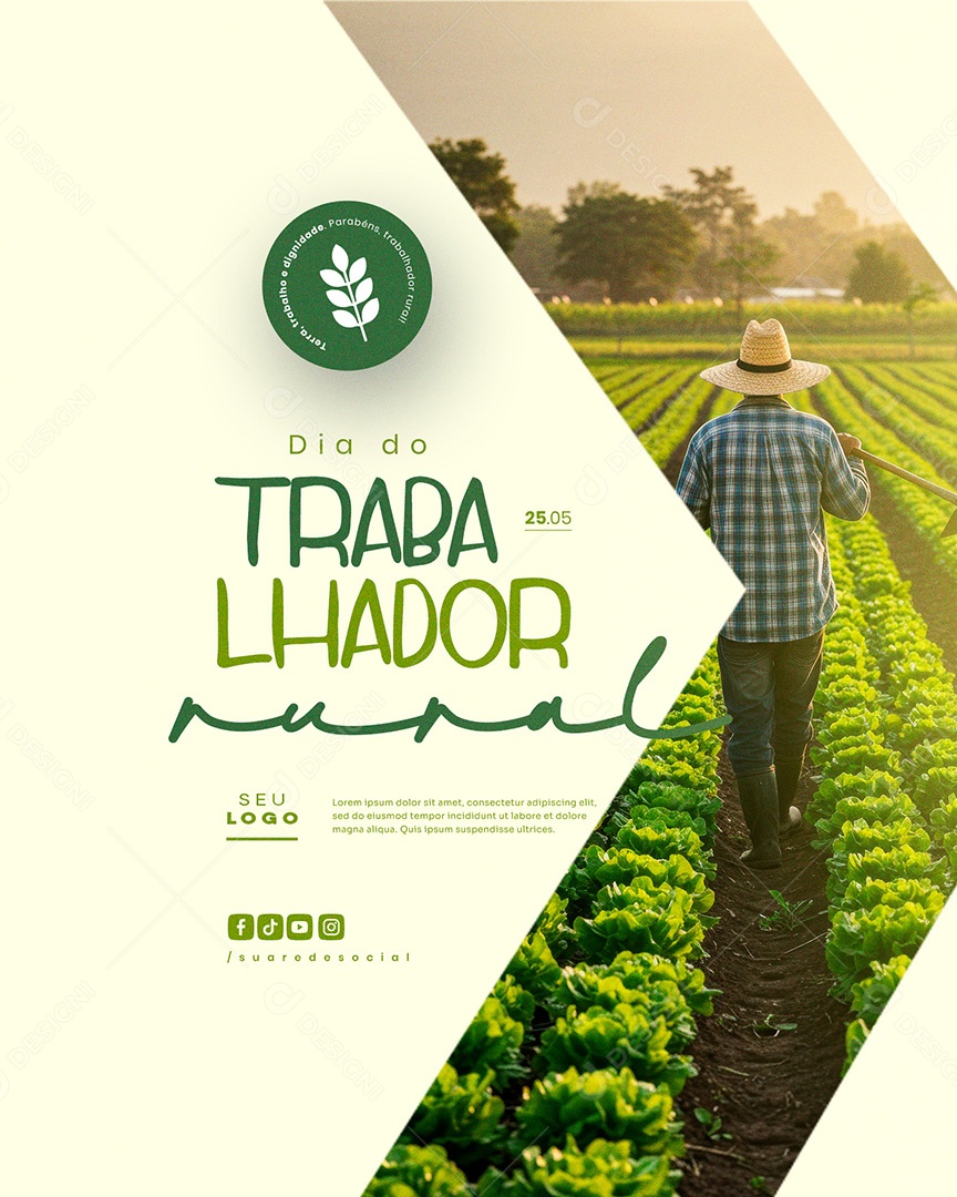 Feed Dia do Trabalhador Rural 25 de Maio Social Media PSD Editável