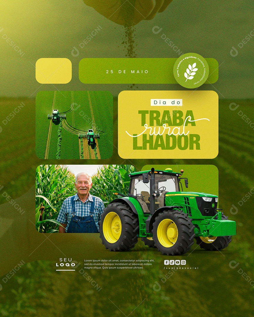 Feed Dia do Trabalhador Rural 25 de Maio Social Media PSD Editável
