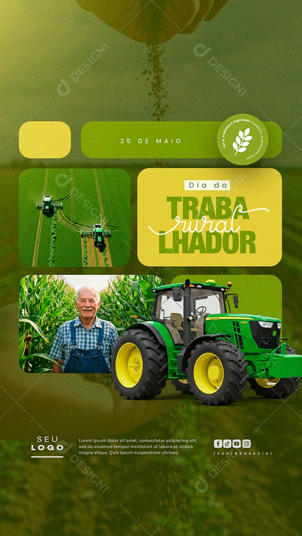 Story Dia do Trabalhador Rural 25 de Maio Social Media PSD Editável