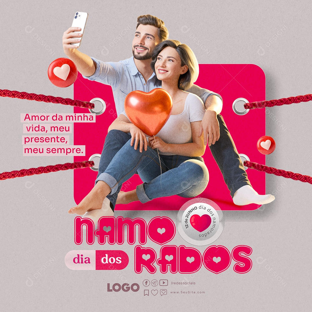 Feliz Dia dos Namorados 12 de junho Social Media PSD Editável