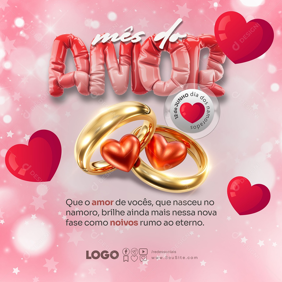Feliz Dia dos Namorados 12 de junho Social Media PSD Editável
