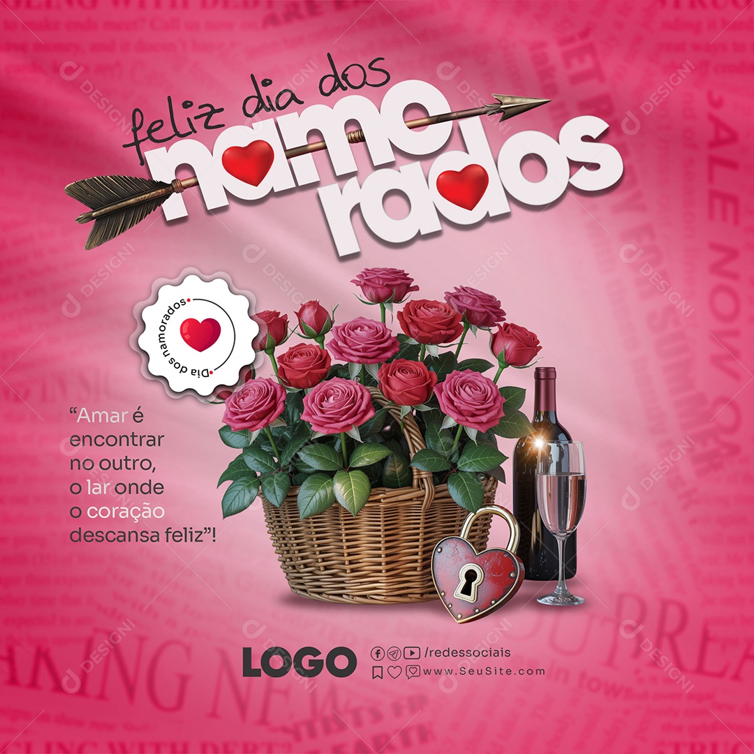 Feliz Dia dos Namorados 12 de junho Social Media PSD Editável