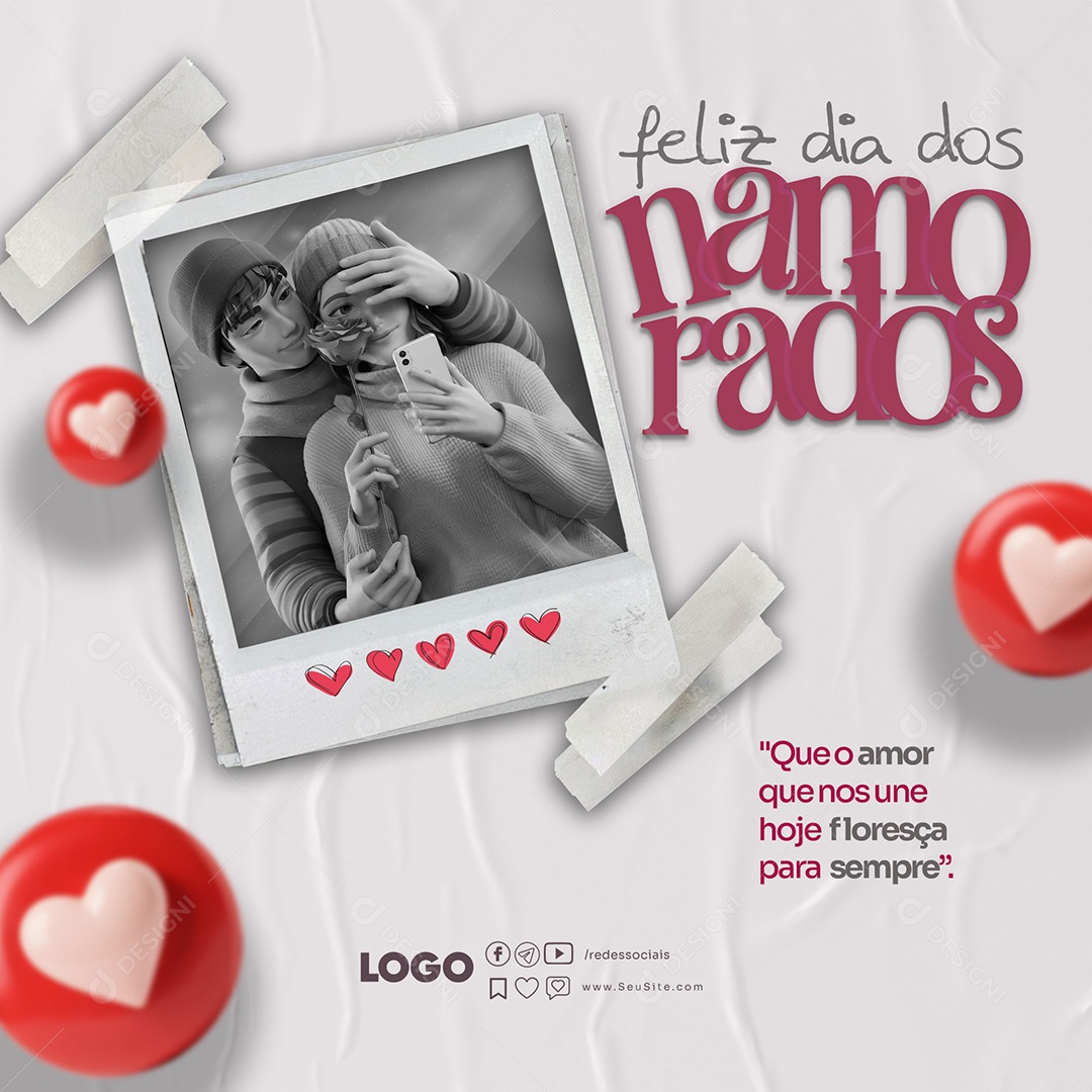 Feliz Dia dos Namorados 12 de junho Social Media PSD Editável