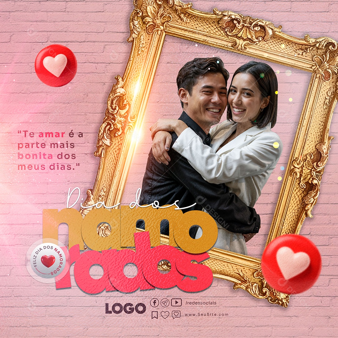 Feliz Dia dos Namorados 12 de junho Social Media PSD Editável