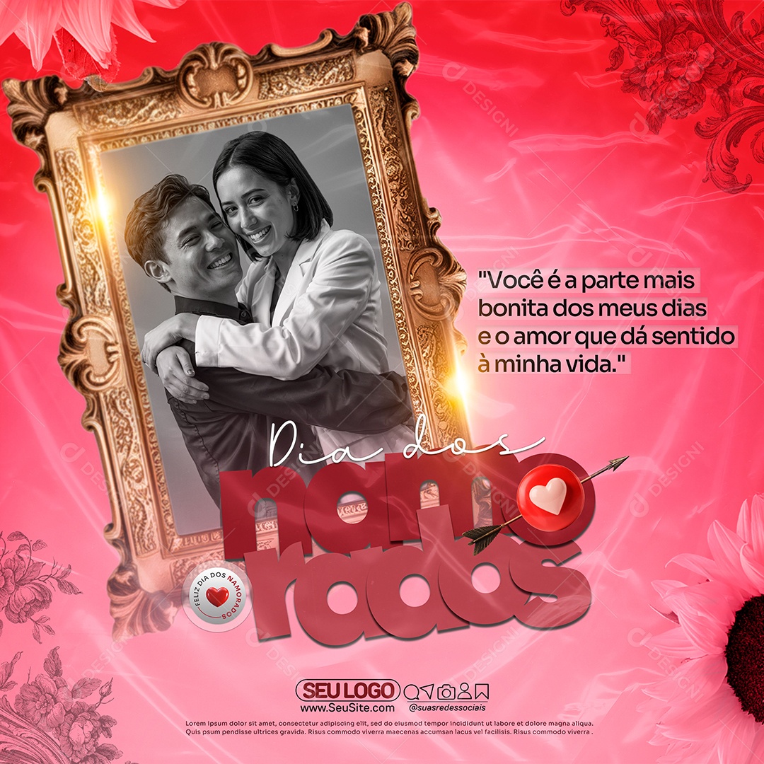 Feliz Dia dos Namorados 12 de junho Social Media PSD Editável