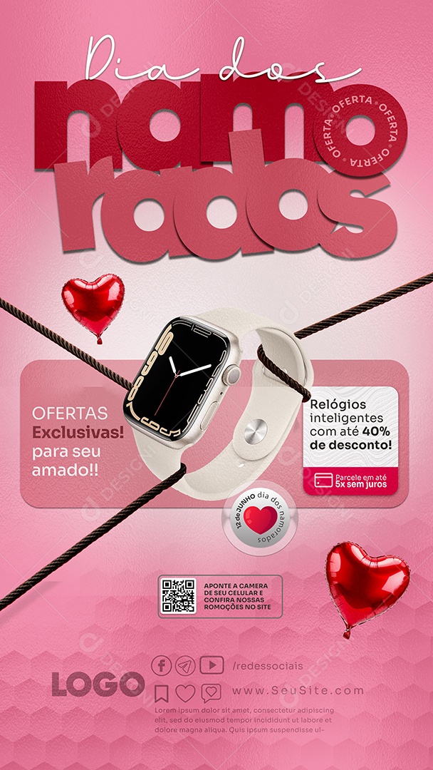 Story Banner Dia dos Namorados  Promoções Social Media PSD Editável