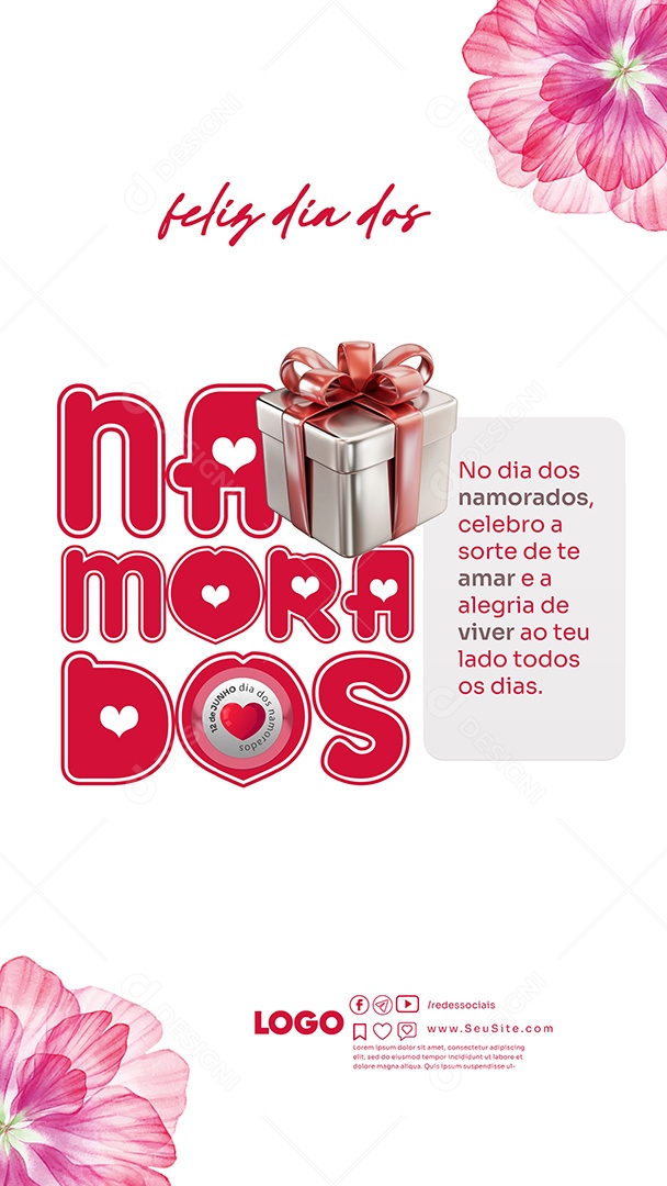 Story Feliz Dia dos Namorados 12 de junho Social Media PSD Editável