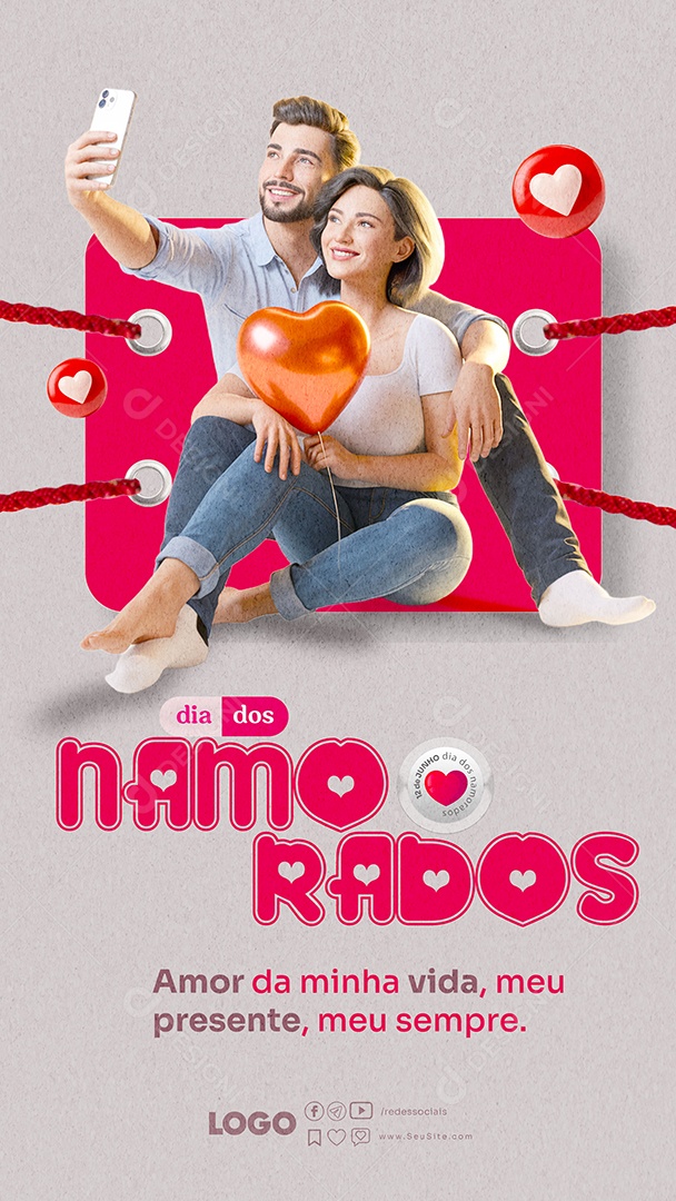 Story Feliz Dia dos Namorados 12 de junho Social Media PSD Editável
