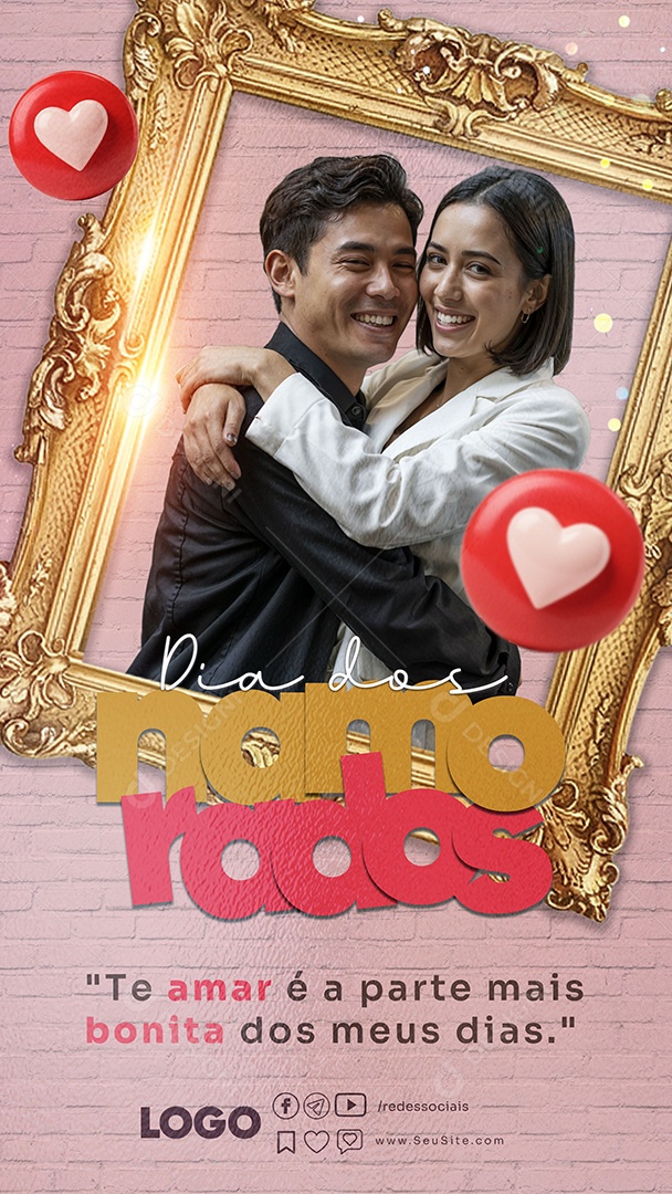 Story Feliz Dia dos Namorados 12 de junho Social Media PSD Editável