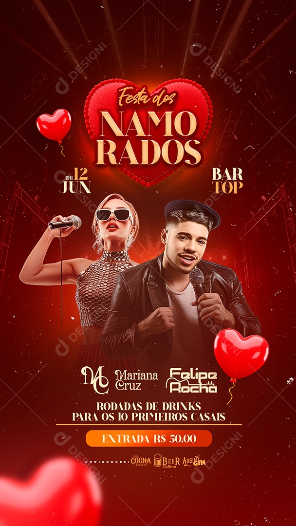 Story Flyer Festa dos Namorados Social Media PSD Editável