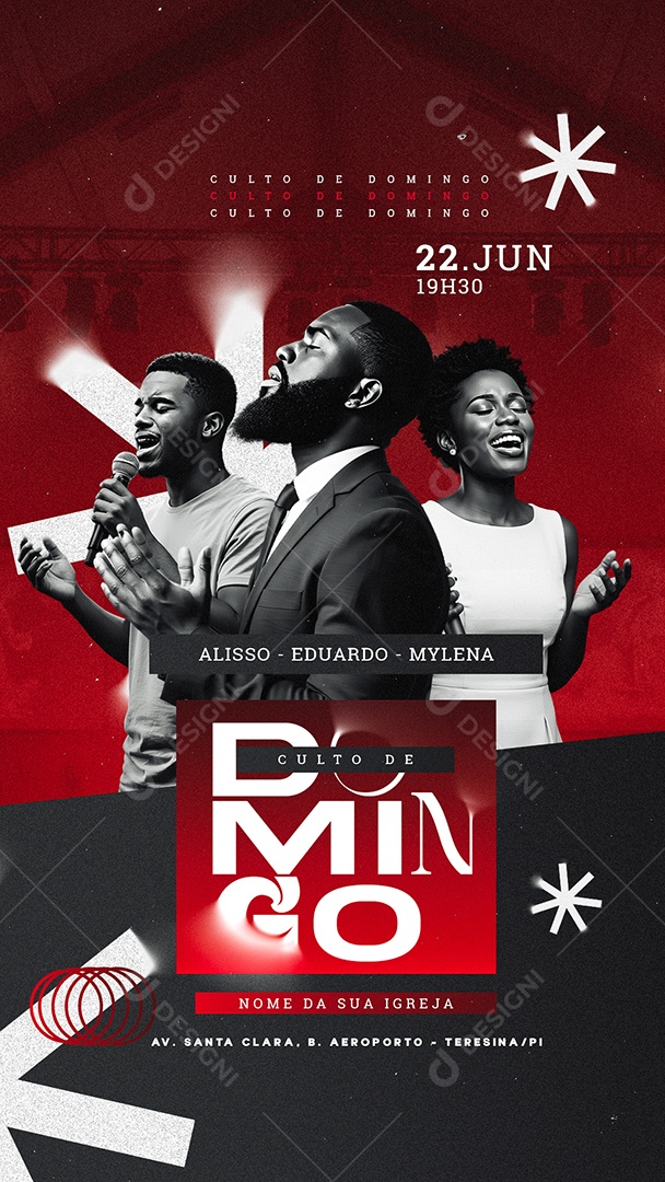 Story Gospel Culto De Domingo Social Media PSD Editável