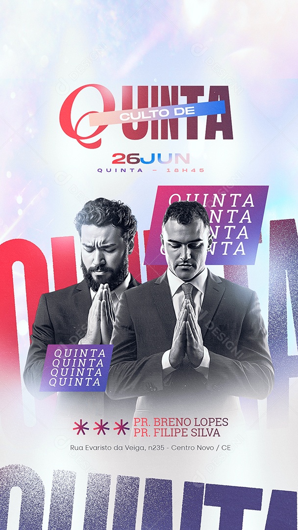 Story Gospel Culto de Quinta Social Media PSD Editável