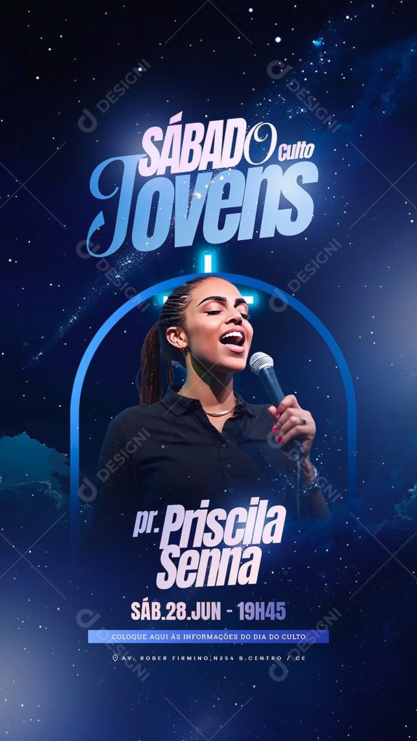 Story Gospel Sábado Culto Jovens Social Media PSD Editável