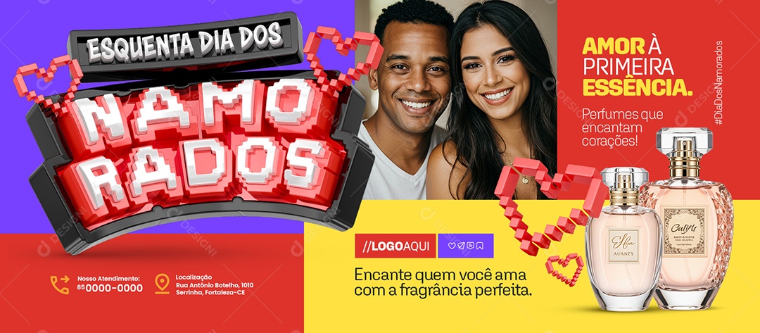 Banner Esquenta Dia dos Namorados Amor à Primeira Essência Social Media PSD Editável