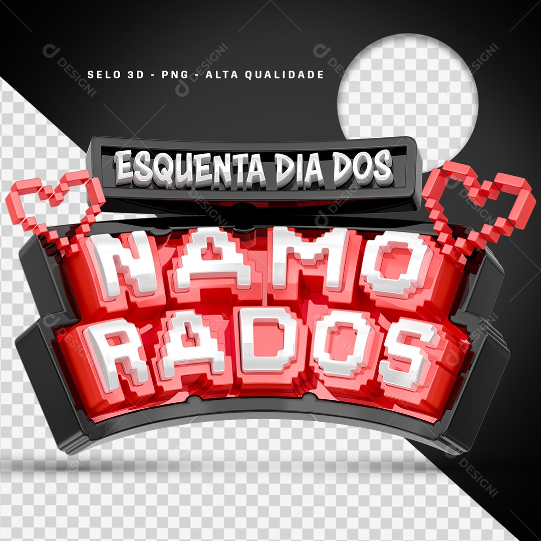 Esquenta Dia dos Namorados Selo 3D para Composição PSD