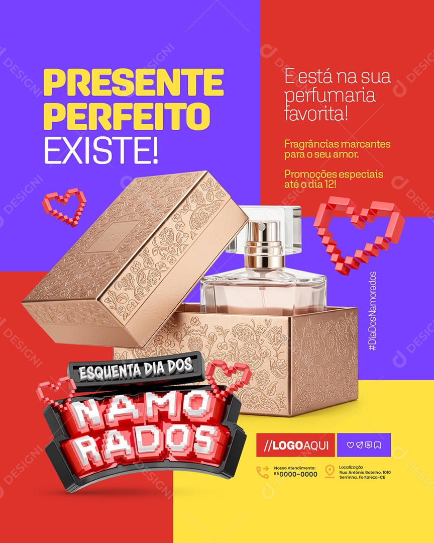 Esquenta Dia dos Namorados Presente Perfeito Perfumes Social Media PSD Editável