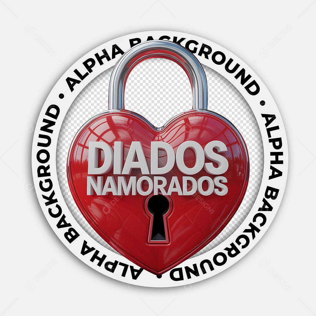 Selo 3D Dia dos Namorados para Composição PSD