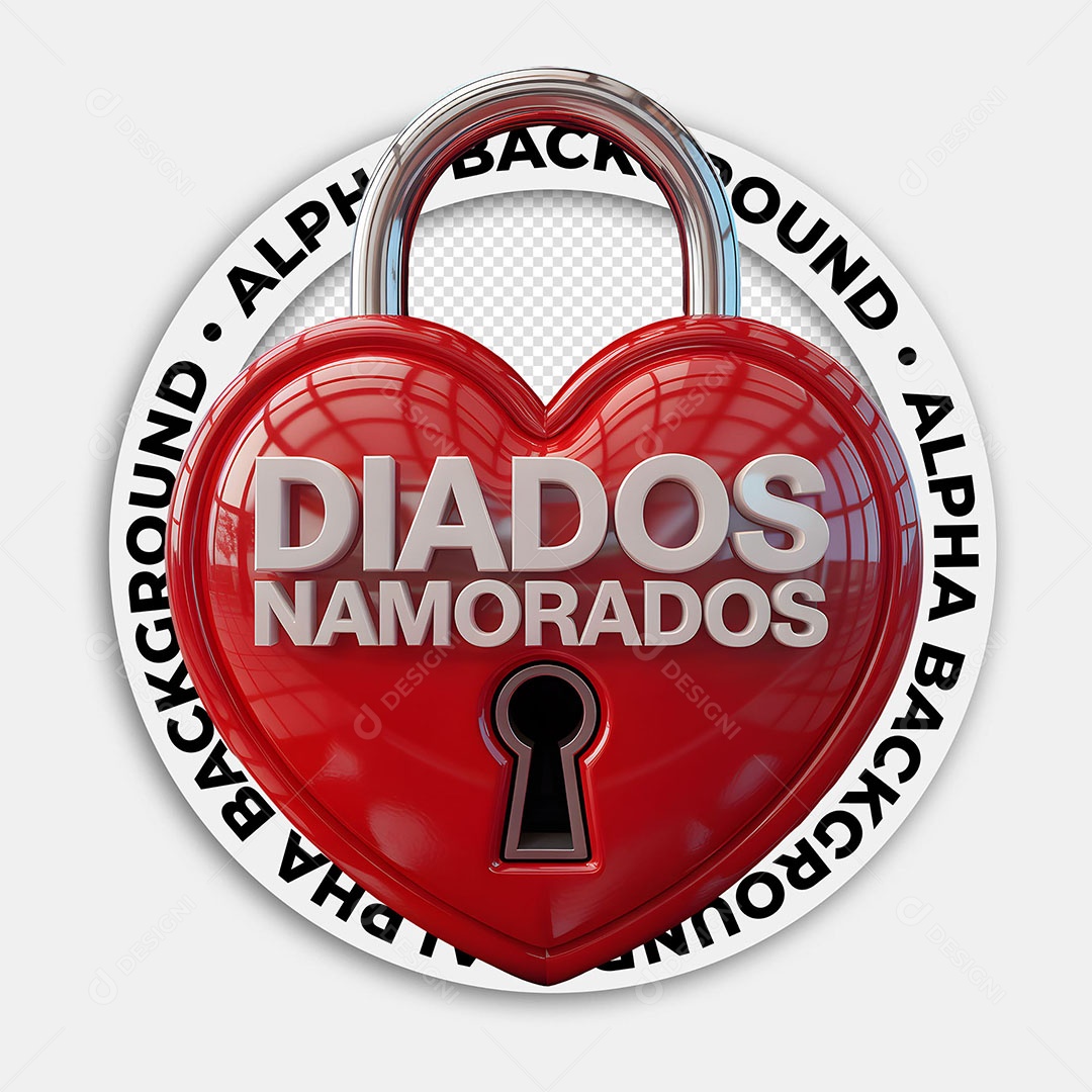 Selo 3D Dia dos Namorados para Composição PSD