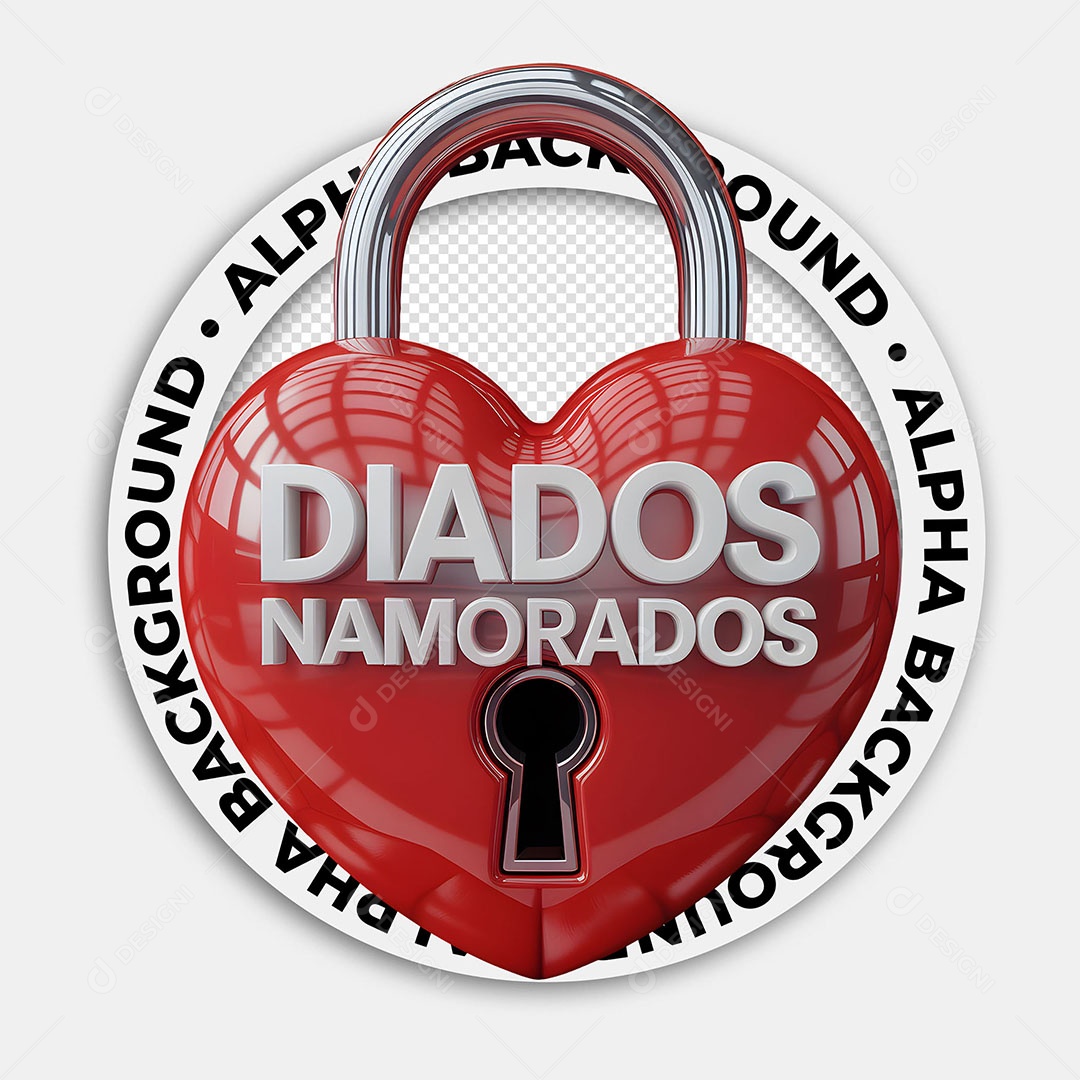Selo 3D Dia dos Namorados para Composição PSD